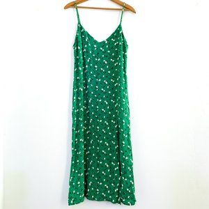 Reformation Green Crimini Slip Dress Pico Print